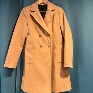 Tan Double-Breasted Pea Coat Trench Coat women’s size medium